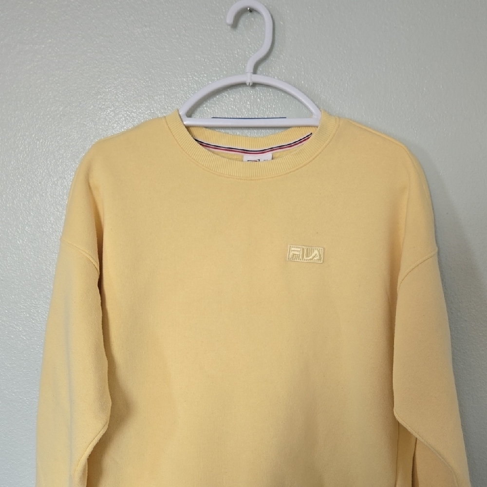 Fila | Butter Yellow Crew Neck Sweatshirt Size Large - Picture 2 of 8